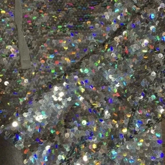 PINK Victoria's Secret Silver Sequin Bomber Jacket S - Picture 8 of 11